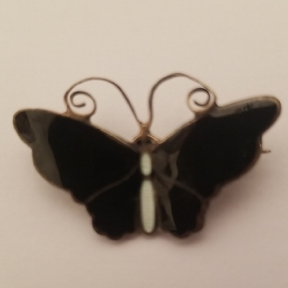 Elegant Black Butterfly  D A Norway David Anderson Sterling - Picture 1 of 4
